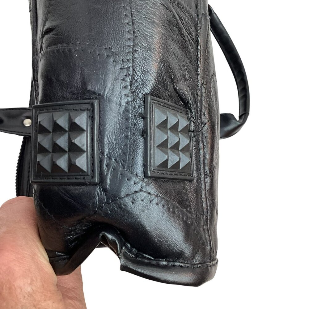 Genuine Leather Black Laptop Bag With Multiple Compartments & Handles - Picture 9 of 9